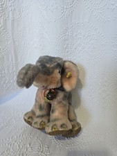 Steiff Cream Cotton Terry Plush Elephant with Blue Polka Dot Bandana, Article 221927, Button in Ear