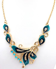 Multicolor Rhinestone Peacock Statement Bib Necklace, Gold-Tone — listing 4