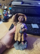 Resin Figurine of Seated African American Girl Holding Baby Doll — listing 5