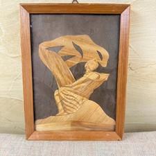 Vintage Asian Woven Straw / Rice Straw Marquetry Village Scene, Framed Under Glass — listing 5