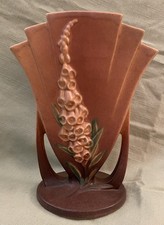 Roseville Pottery Foxglove Vase, Shape 152-12, Blue Two-Handled Floor Vase — listing 4
