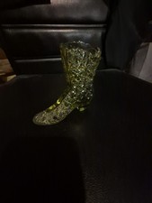 Vintage Green Pressed Glass Figural Boot / Shoe Toothpick Holder — listing 2