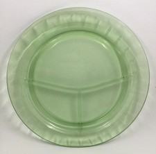 Green Depression Glass Pitcher with Art Deco Fan/Swirl Pattern and Footed Base — listing 6