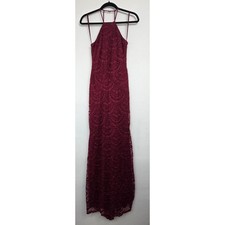 Trixxi Blue and White Chevron Ikat Print Halter Maxi Dress, Size XL — listing 5