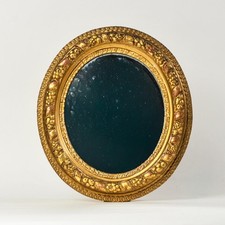 Antique Louis XVI Style Oval Giltwood Mirror with Ribbon-and-Bow Crest — listing 4