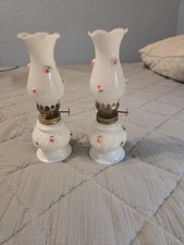 Vintage Miniature Glass Oil Lamp with Hand-Painted Embossed Grape and Fruit Design, Missing Chimney — listing 2