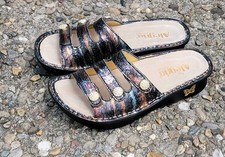 Alegria by PG Lite Fiona Slide Sandals, Style FIO-243, Blue Floral Embossed Leather, Size EU 38 / US 8-8.5 — listing 2