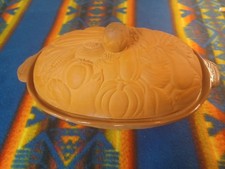Vintage Terracotta Cobalt Blue Glazed Round Baking Dish / Pie Plate — listing 5