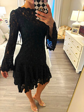Shani Black Long-Sleeve Sheath Dress with Fur-Trimmed Cuffs