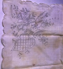 Antique Hand-Embroidered Red Heart Sachet/Pincushion "For Thy Fair Hands" — listing 5