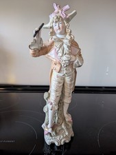White Porcelain Figurine of Girl Feeding Fawn/Deer with Flowers — listing 4