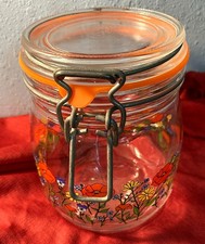 Arc France Glass Bail-Lock Canister Jar with Country Farm Barn Motif — listing 4