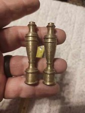 Pair of Vintage Cast Brass Decorative Finials with Foliate Acanthus Leaf Motif