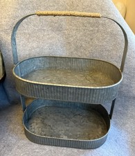 3-Tier Galvanized Metal Woven Basket Storage Stand with Wrought Iron Frame — listing 2