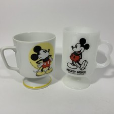 Vintage Walt Disney Productions Mickey Mouse Milk Glass Pedestal Footed Mug — listing 5