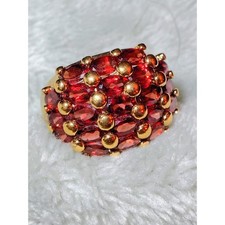 Vintage Gold-Vermeil Sterling Silver Garnet Cluster Ring with Rope Detail Shoulders — listing 2