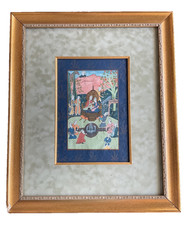 Indian Rajasthani Miniature Painting of a Court Lady with Rose on Ivory-Style Panel, Framed — listing 5