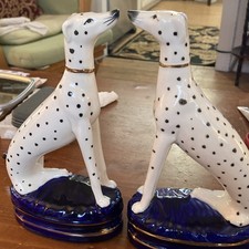 Vintage Porcelain Dalmatian Dog Figurine in Crouching Pose Foil/paper sticker present — listing 3