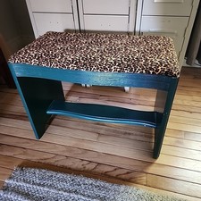 Vintage 1940s Art Deco Waterfall Mahogany Vanity Bench / Piano Stool with Floral Upholstered Seat