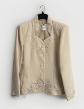 Plaza South Woman Vintage Sage Green Button-Front Short Sleeve Jacket/Blazer — listing 5