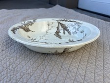 Antique Footed Teacup & Saucer with Gray Seaweed/Fern Transferware Pattern — listing 6
