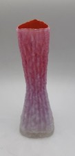 Pair of White Cased Glass Ovoid Vases with Horizontal Ribbed Beehive Bands