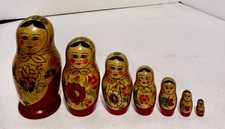 Antique European Hand-Painted Wooden Nesting Eggs, Set of 5 with Turned Storage Egg