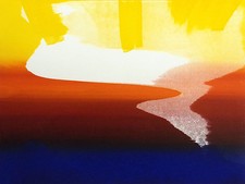 Original Abstract Monotype on Deckle-Edge Paper, Blue Composition — listing 5