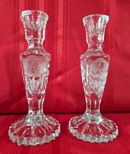 Frosted & Clear Crystal Candlestick Holder with Molded Rose Pattern — listing 2