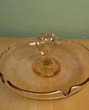 Vintage Pink Depression Glass Cube/Cubist Pattern Covered Butter Dish with Starburst Lid — listing 2