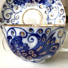 Lomonosov (LFZ) Imperial Porcelain St. Petersburg Cup & Saucer, St. Isaac's & Nevsky Cathedral Motif