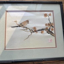 Vintage Japanese Straw Art (Mugiwara-zaiku) Crane Picture, Framed — listing 3