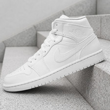 Air Jordan 1 Mid Sneakers with Yellow/Gold Overlays and Blue Swoosh