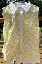 Cream Lace Eyelet Crochet-Trim Long-Sleeve Boho Blouse, Size M — listing 6