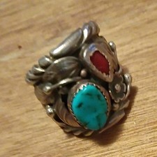Navajo Sterling Silver Bezel-Set Coral Drop Earrings, 1" with 1/2" Wire Drop — listing 6