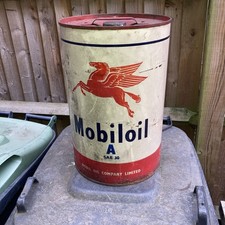 Vintage Mobil Oil Metal Drum / Barrel with Pegasus-Era Logo — listing 4