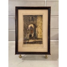 Hand-Colored Limited Edition Etching of a Farmer/Peasant with Straw Hat and Wheat Sheaf, Plate No. 39 — listing 4