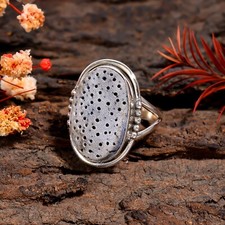 Sponge Coral Diamond-Cut Beaded Statement Necklace with Silver-Tone Spiral Pendant 925