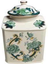 Vintage Green Transferware Chinoiserie Ginger Jar with Pagoda Landscape — listing 3