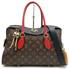 Louis Vuitton Tuileries Besace Monogram Canvas Bag with Blue Leather Trim and Vachetta Handle — listing 4