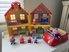 Peppa Pig Deluxe House Playset with Red Car, Furniture and Figures Bundle