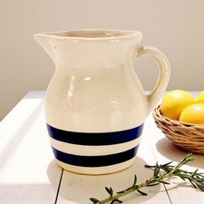 Vintage Stoneware Mixing Bowl with Blue Stripes — listing 2