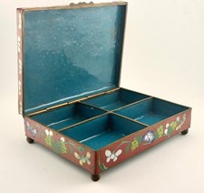Chinese Export Silver-Gilt and Enamel Miniature Hinged Trinket/Pill Box with Floral Cloisonné Decoration — listing 2