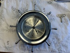Nautical Ship's Wheel Wall Clock with Brass Porthole Dial — listing 5