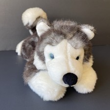 Cream White Plush Dog with Plaid Bow Tie — listing 6