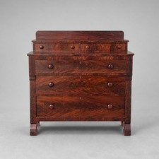Antique Mahogany Low Dresser / Chest with Cabriole Legs, Two Over One Drawer — listing 2