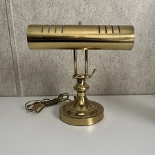Vintage Brass and Wood Piano/Bankers Desk Lamp with Adjustable Shade
