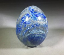 Carved Stone Decorative Eggs, Set of 2 (Cream Onyx/Alabaster & Red-Brown Marble) — listing 3