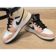 Air Jordan 1 Mid Sneakers with Yellow/Gold Overlays and Blue Swoosh — listing 3