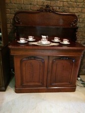 Victorian Mahogany Chiffonier / Two-Door Sideboard with Carved Scroll Back — listing 5